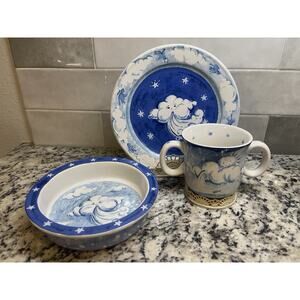Johanna Bohoy “Puff” The Essex Collection Child’s Dinner Set Of 3 Clouds Wind